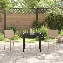 Berkfield Home Stacking Garden Chairs - 2 Pack in Beige Poly Rattan - thumbnail 1