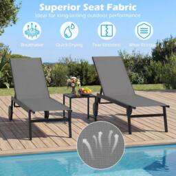 Costway Patio Sun Lounger Chair w/Wheels Adjustable Outdoor Recliner Chair in Grey - thumbnail 9