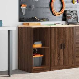 Berkfield Home Garage Storage Cabinet Brown Oak 40x51x85 cm Solid Wood Pine - Size: 40 x 51 x 85 cm - thumbnail 3