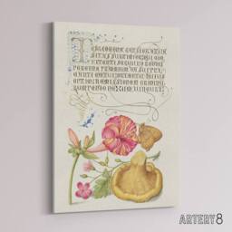 "Artery8 Flowers Mushroom & Butterfly Calligraphy Canvas Wall Art Print in White - Size: W12"" x H16""" - thumbnail 2