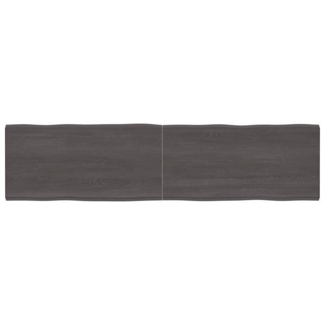 Berkfield Home Table Top Dark Grey 200x50x(2-6) cm Treated Solid Wood Live Edge in Brown - image 1