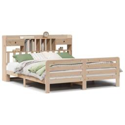 Berkfield Home Bookcase Bed without Mattress 180x200 cm Super King Solid Wood Pine in Natural - thumbnail 1