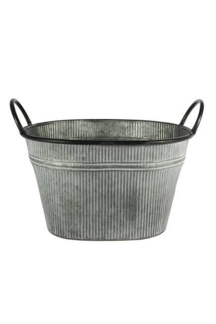 KDMD White Washed Ribbed Trough 33x25.5cm in Silver - Size: 33x25.5 cm - image 1