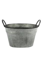 KDMD White Washed Ribbed Trough 33x25.5cm in Silver - Size: 33x25.5 cm - thumbnail 1