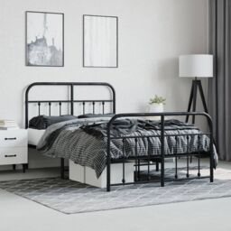 Berkfield Home Metal Bed Frame with Headboard & Footboard Black 120x190 cm Small Double - thumbnail 4