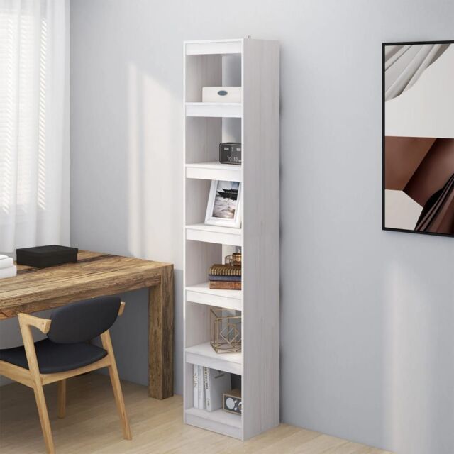 Berkfield Home Book Cabinet/Room Divider White 40x30x199 cm Solid Pinewood - Size: 40 x 30 x 199 cm - image 1