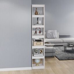 Berkfield Home Book Cabinet/Room Divider White 40x30x199 cm Solid Pinewood - Size: 40 x 30 x 199 cm - thumbnail 3