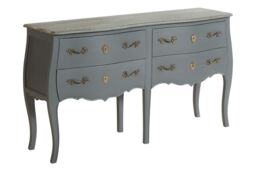 Orsina French Style Grey 4 Drawer Double Chest, Baroque Handle Wooden Storage Cabinet, Wood Bedroom Drawer Unit - thumbnail 4