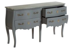 Orsina French Style Grey 4 Drawer Double Chest, Baroque Handle Wooden Storage Cabinet, Wood Bedroom Drawer Unit - thumbnail 5