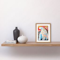 "Artery8 Wall Art Print Polar Bear With Mosaic Pattern Folk Artwork Framed 9X7 Inch in Beige - Size: W7"" x H9""" - thumbnail 2