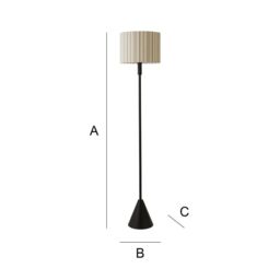 ValueLights Mitch Linen Stripe Lamp Shade Black Single Stem Triangle Floor Lamp in Off-White - thumbnail 7