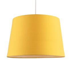Happy Homewares Modern Cotton Fabric 12inch Drum Lampshade with White Cotton Inner in Yellow - Size: 12 inches - thumbnail 2