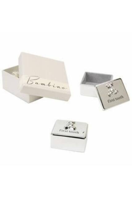 KDMD Bambino by Juliana Silver plated First Tooth Box with Teddy Icon - image 1