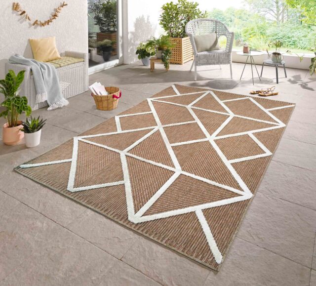 Desire Rugs Harper Prism Pattern Water Resistant Indoor Area Rugs Cream 60x220 cm - Size: 160 cm x 230 cm - image 1