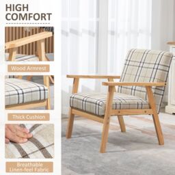HOMCOM One Seater Sofa for Living Room Linen Fabric Couch with Wood Frame in Beige - thumbnail 6