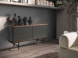 Angel Cerda Chest of Drawers - Dark Grey Matt MDF, Walnut Top - thumbnail 3