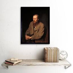 "Artery8 Painting Perov Author Fyodor Dostoyevsky 12x16"" Framed Wall Art Print in Brown - Size: W12"" x H16""" - thumbnail 2