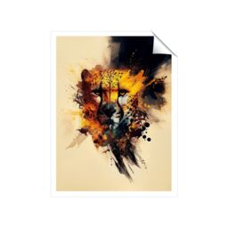 "Warren Reed - Designer Cheetah Face Splashart Unframed Art Print - Size: W8"" x H10""" - thumbnail 2