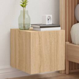 Berkfield Home TV Wall Cabinets with LED Lights 2 pcs Sonoma Oak 30.5x35x30 cm in Light Tan - thumbnail 2