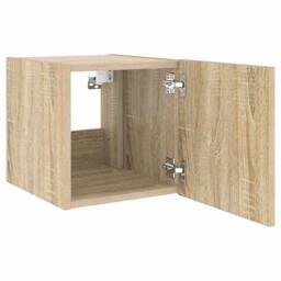 Berkfield Home TV Wall Cabinets with LED Lights 2 pcs Sonoma Oak 30.5x35x30 cm in Light Tan - thumbnail 9