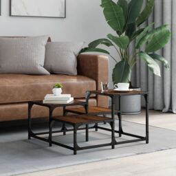 Berkfield Home Coffee Table Brown Oak 68x68x40 cm Engineered Wood - Size: 68 x 68 x 40 cm - thumbnail 3