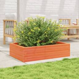 Berkfield Home Decorative Garden Planter Wax Brown 90x60x23 cm Solid Wood Pine in Burnt Orange - Size: 90 x 60 x 23 cm - thumbnail 1