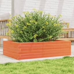 Berkfield Home Decorative Garden Planter Wax Brown 90x60x23 cm Solid Wood Pine in Burnt Orange - Size: 90 x 60 x 23 cm - thumbnail 2
