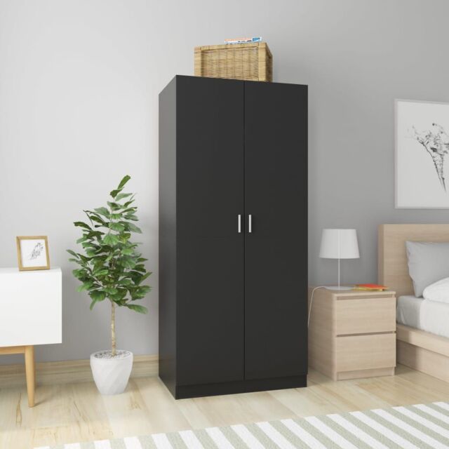 Berkfield Home Wardrobe Black 80x52x180 cm Engineered Wood - Size: 80 x 52 x 180 cm - image 1