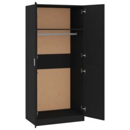 Berkfield Home Wardrobe Black 80x52x180 cm Engineered Wood - Size: 80 x 52 x 180 cm - thumbnail 5
