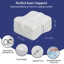 Kelvenix Knee Pillow, Washable Cover Memory Foam Leg Pillow in White - thumbnail 2