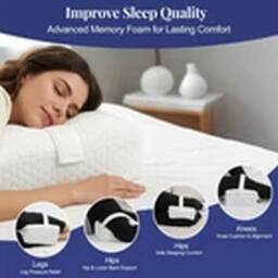 Kelvenix Knee Pillow, Washable Cover Memory Foam Leg Pillow in White - thumbnail 5