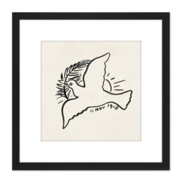 Artery8 Leo Gestel Peace Dove Branch 1918 Drawing 8X8 Inch Square Wooden Framed Wall Art Print Picture with Mount in Black - thumbnail 1
