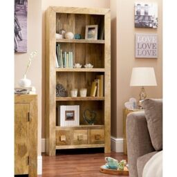 Jaipur Furniture Ltd Large Bookcase - Mango Wood - L30 x W75 x H175 cm - Light Finish in Brown - thumbnail 3