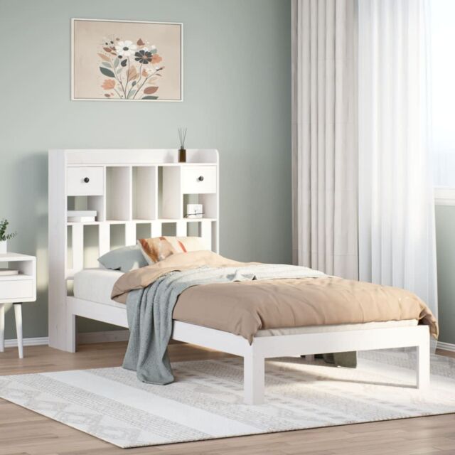 Berkfield Home Bookcase Bed without Mattress White 75x190cm Solid Wood Pine - Size: 75x190 cm - image 1