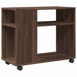 Berkfield Home Side Table with Wheels Brown Oak 70x35x60 cm Engineered Wood - Size: 70 x 35 x 60 cm - thumbnail 3