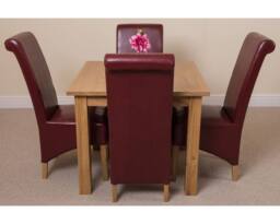 Thats Furniture Oslo 90 x 90 cm Oak Small Dining Table & 4 Montana Leather Chairs in Red - thumbnail 2