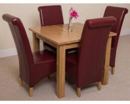 Thats Furniture Oslo 90 x 90 cm Oak Small Dining Table & 4 Montana Leather Chairs in Red - thumbnail 3