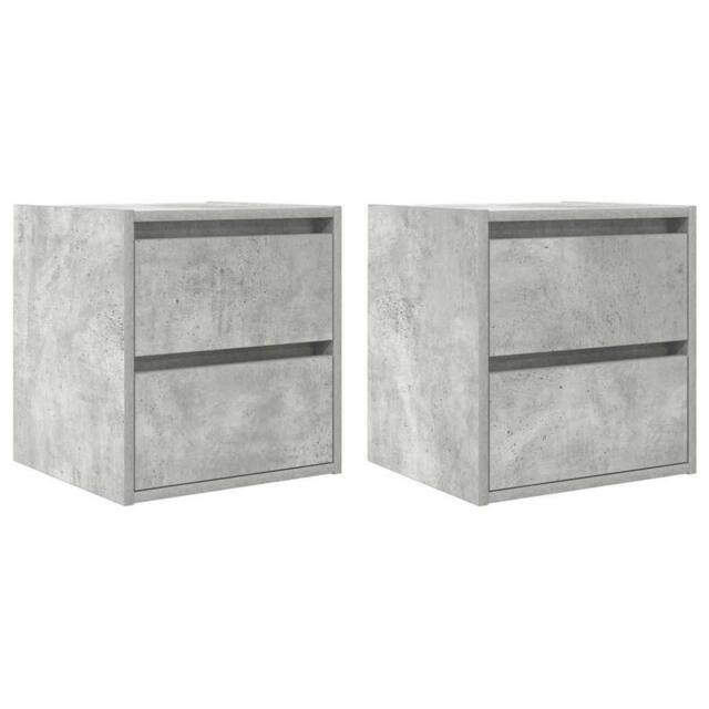 Berkfield Home Wall-mounted Bedside Cabinets 2 pcs Concrete Grey 38x34x40 cm - Size: 38 x 34 x 40 cm - image 1