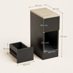 HOMCOM Bedside Tables Set of 2, Nightstands for Bedroom, Living Room in Black - thumbnail 3