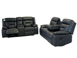 Furniture 786 Nova Electric Recliner 3+2 Seater Sofa Set - Grey - USB - Cupholder - thumbnail 1