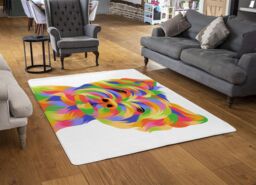 Benjamin Tate Design Amazing Illustration Dog Designer Rug in Natural - Size: Large - thumbnail 2