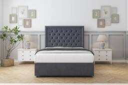 "Comfort Beds Rio Plush Divan Base 2 Drawers - 54"" Headboard in Dark Grey - Size: Small Single" - thumbnail 3