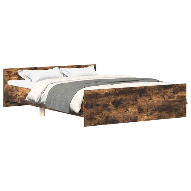 Berkfield Home Bed Frame with Headboard & Footboard Smoked Oak 120x200 cm in Brown - Size: Small Double - image 1