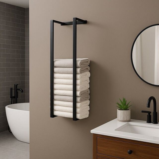 House of Home Wall Mounted Black Stainless Steel Double Bar Towel Rail 75cm - image 1