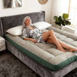 Hinsinc Super King 180x200cm Thick Mattress Topper Quilted Mat in Green - Size: Cot - thumbnail 5