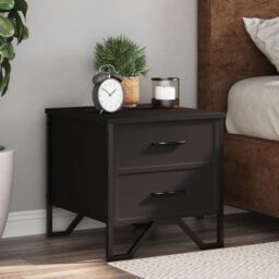 Berkfield Home Bedside Cabinets 2 pcs Black 40x30x40 cm Engineered Wood - Size: 40 x 30 x 40 cm