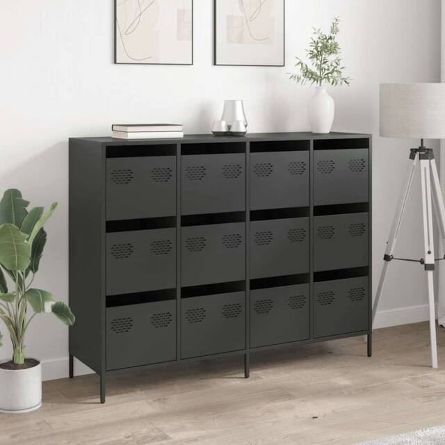 Berkfield Home Sideboard Black 135x39x103.5 cm Cold-rolled Steel - image 1