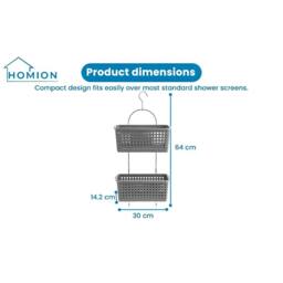 Nordara Grey Metal Frame Plastic Deep Basket Shower Caddy with Hook - thumbnail 2