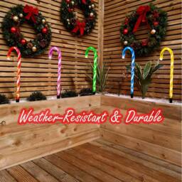 Shatchi Multicolour Candy Cane Lights Set of 5 - 45 LED, 55cm, 8 Modes - Size: 2 Pack - thumbnail 8