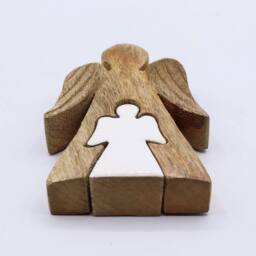 Serenityy Mango Wood Embracing Angels Figurine - White Enamel - thumbnail 6